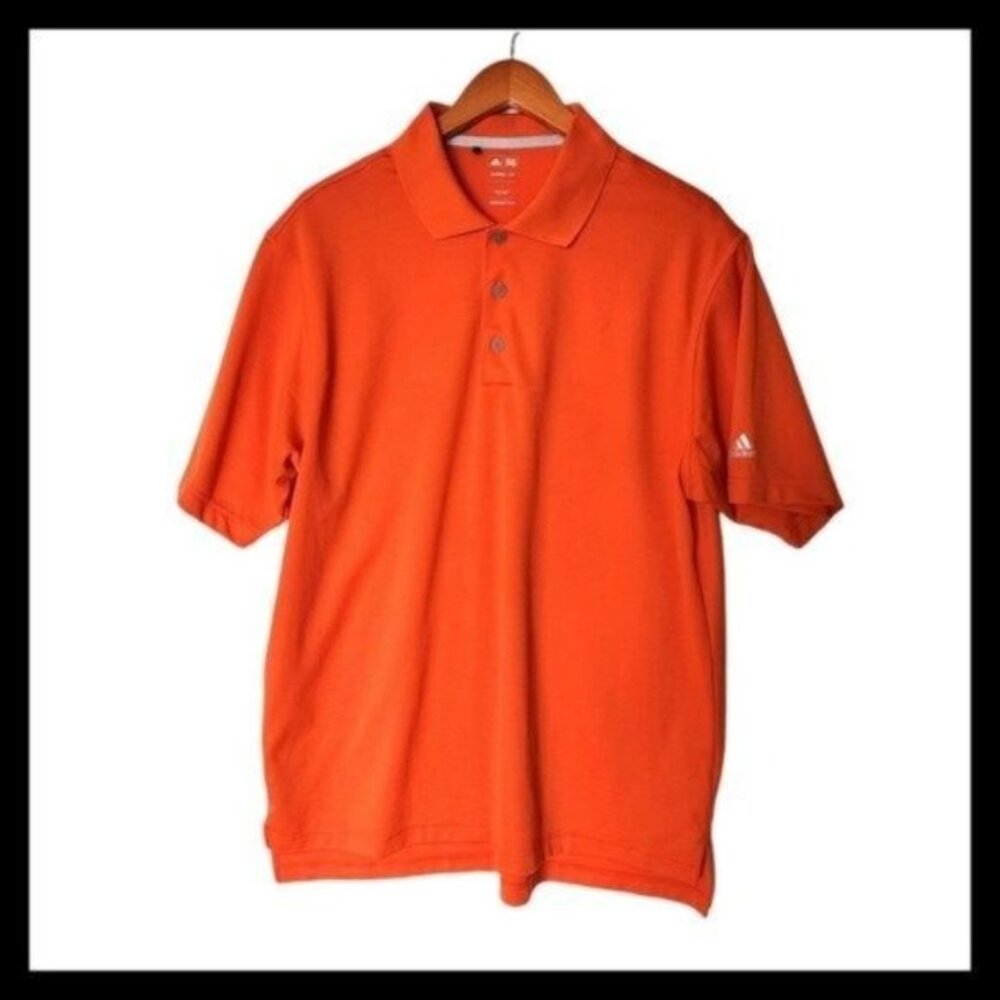 Adidas GOLF ClimaLite‎ Orange Polo Shirt Performance L Large